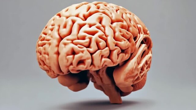 3D printer creating a detailed model of a human brain in a laboratory setting