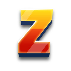 Bold 3D Letter Z with Glossy Finish and Gradient Colors.