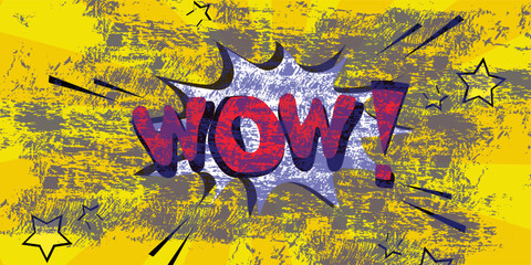 Wow text comic cartoon design