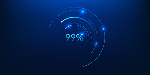 Abstract Technology Background, Energy Percent Loading Circle, Digital Power Progress Indicator, Futuristic Charging Status UI, Modern Tech Interface with Percentage Progress Bar