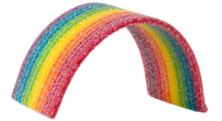 Rainbow candy ribbon arc isolated on transparent background