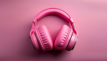 retro neon pink headphones folded neatly with soft ear cushions