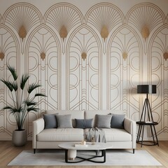 Modern living room interior with stylish furniture and decorative plants