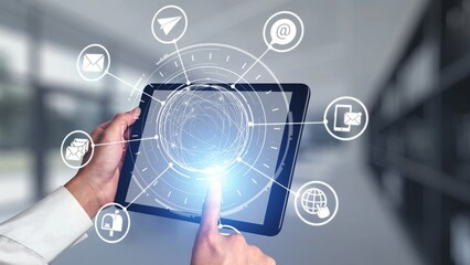 Email icons show digital communication, email service, and inbox management. Email supports online messaging, email notification, and secure exchange. Gist