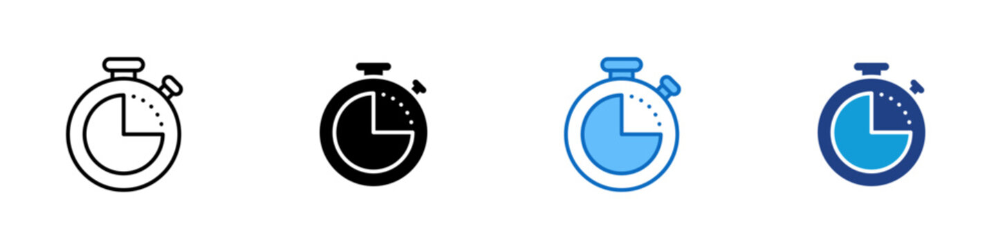 Timer Multiple Style Icon Design Vector - stopwatch symbol representing countdown, duration tracking, timing tasks, or measurement of intervals