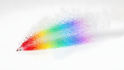 Abstract vibrant rainbow sine wave made of glowing lines, multicolored light ribbon on a gray background.
