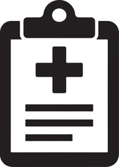   Solid vector of a medical report on clipboard, ideal for healthcare, clinic, and hospital icons.