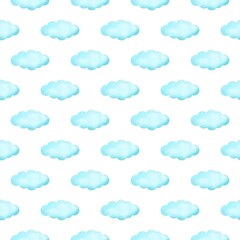 Watercolor Blue Cloud Seamless Pattern