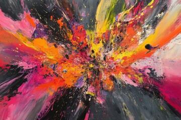 Abstract explosion of vibrant colorful digital fragments