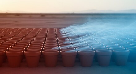 Abstract Flow of Cool Air from Earthen Pot Array in Desert