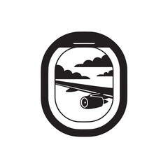 Airplane Window View Icon Flight Travel Vector Illustration