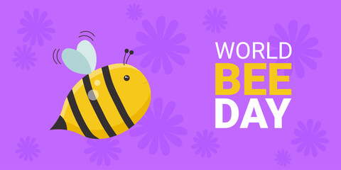 World Bee Day with a bee. Vector template.