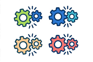 Colorful gears representing teamwork and collaboration in a creative design project