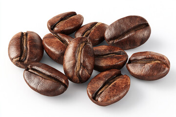 Obraz premium A pile of roasted arabica coffee beans with detailed texture