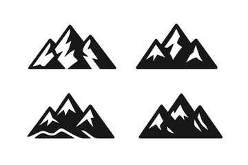 Stylized mountain designs showcasing various shapes and forms set against a simple white background