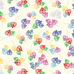 Obraz premium Multicolored Geometric Hanging Hearts Vector Wallpaper, Festive Valentine’s Day Design with Linear Hearts