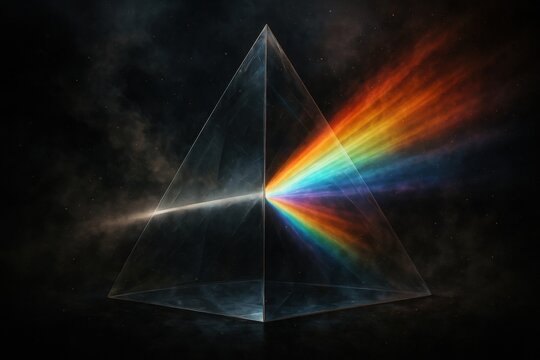 Prism light dispersion spectrum rainbow physics optics refraction science educational illustration art