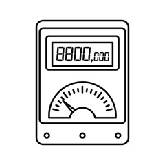 Multimeter Line Icon with Digital Display and Analog Dial