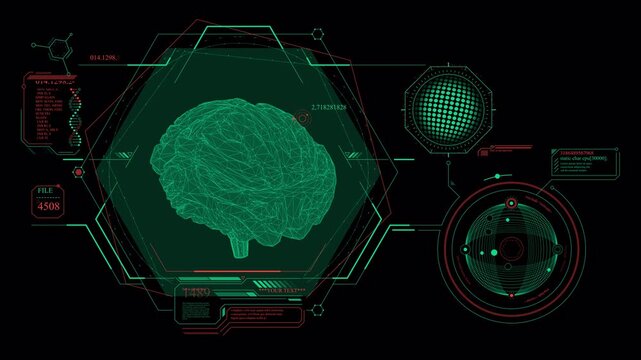 Futuristic Brain Scan Interface - A Glimpse into Cognitive Technology. - Powered by Adobe