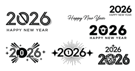 2026 Happy new year icon set 