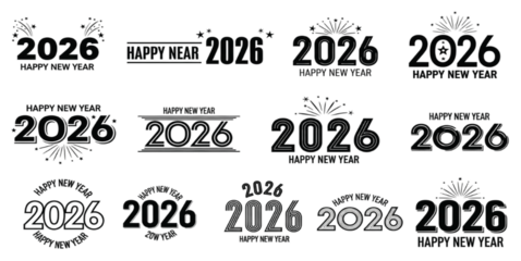 2026 Happy new year icon set