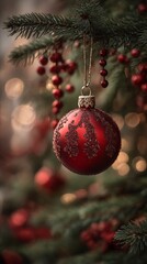 christmas ball red from a christmas tree