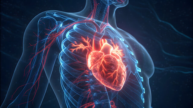 Glowing Heart Medical Illustration