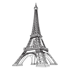 Obraz premium Eiffel Tower Architectural Outline Drawing