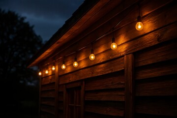 Fototapeta premium String Lights on Wooden House