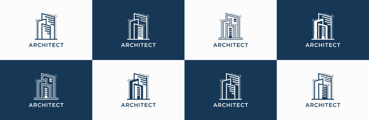 set of architecture logo design. building, construction, real estate, developer, contractor icon collection.