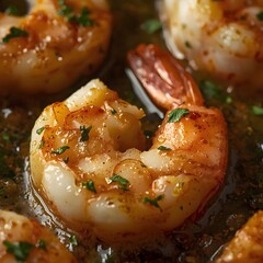Garlic Butter Shrimp Sizzle &mdash; Gourmet Skillet Close-Up with Golden Sear