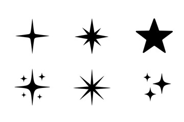 Fototapeta premium Collection of star shapes in various designs and sizes suitable for graphic projects