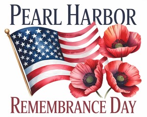 Pearl Harbor Remembrance Day Banner with Poppies for Patriotic Tribute.