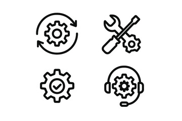 Obraz premium Icons representing maintenance, support, and optimization tasks in a technical setting at a workshop