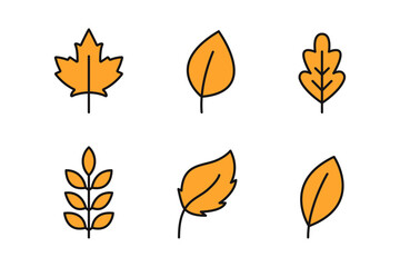 Autumn leaves icon set