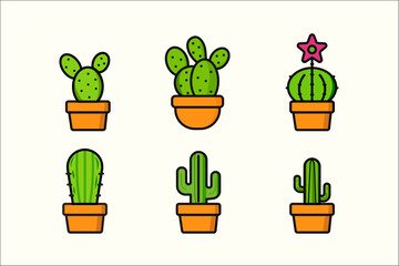 Cactus icon set illustration