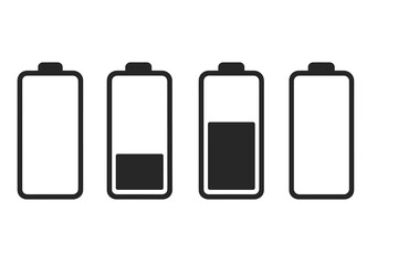 Battery charge levels showing different stages of power consumption and availability in a simple illustration
