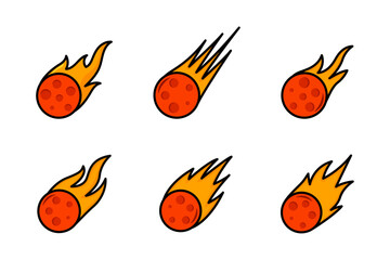 Fiery Space Objects Icons set