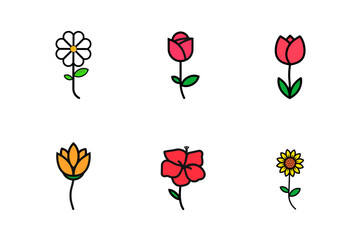 Flowers icon set illustration
