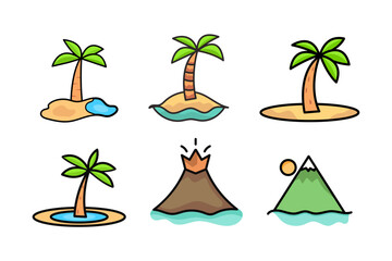 Island icon illustration set