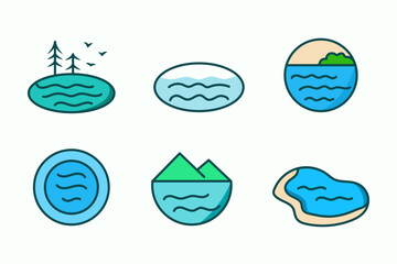 Lake icon set illustration