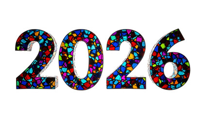 Artistic glass-shard composition forming 2026.