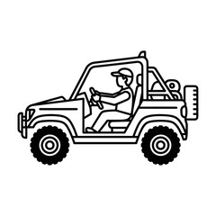 Naklejka premium Person driving side-by-side utv icon, off-road vehicle adventure illustration
