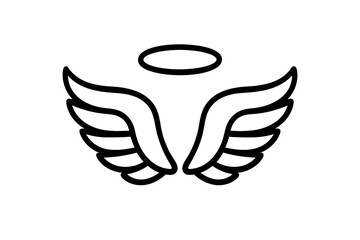 Winged angel symbol with halo design used for various spiritual and artistic representations