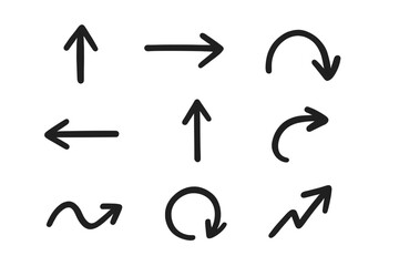 Directional arrows showing movement and change in various shapes and orientations in a simple design