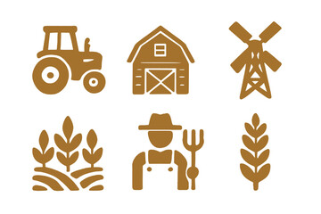 Farm symbols showcasing agriculture tools and elements in a simple and appealing design