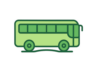 Green bus illustration in a simple design representing urban transport and sustainability