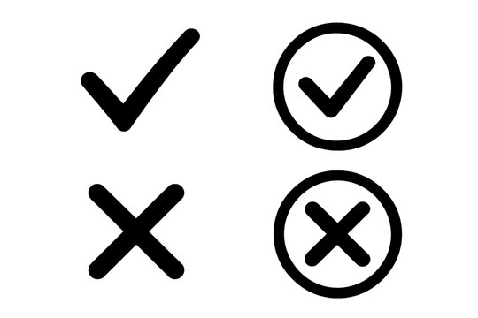 Check and cross symbols used for validation and verification