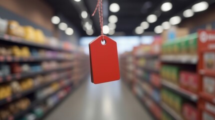 The black friday lowest price tag highlights affordable sleek electronic gadgets on the crowded shelf 
