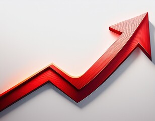 a red arrow pointing upwards in a zig zag pattern isolated on white ideal for illustrating growth progress success or positive trends in business finance or any upward trajectory